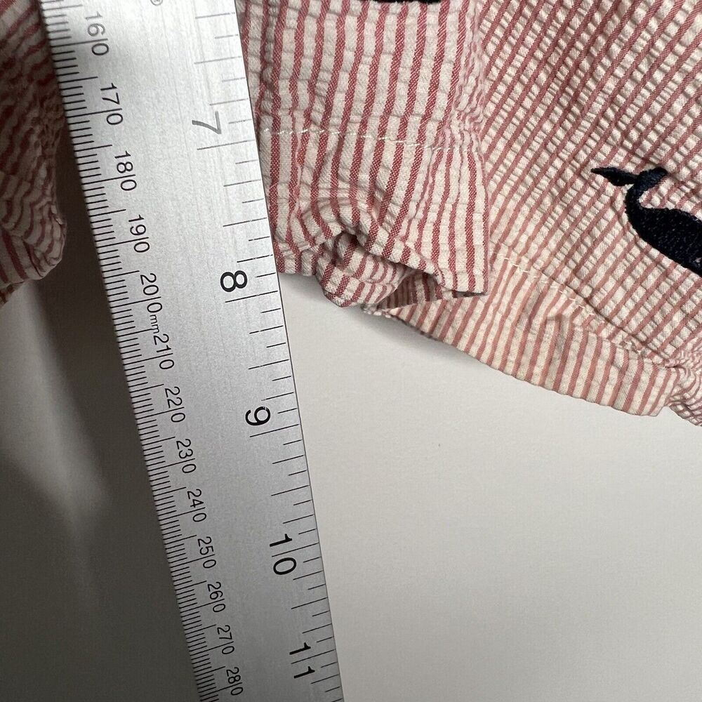 J Crew Chino Shorts‎ Mens 38 Seersucker Embroidered Whales Stripe Cotton Preppy - Picture 10 of 10
